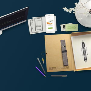desk of a graphic designer and frontend developer